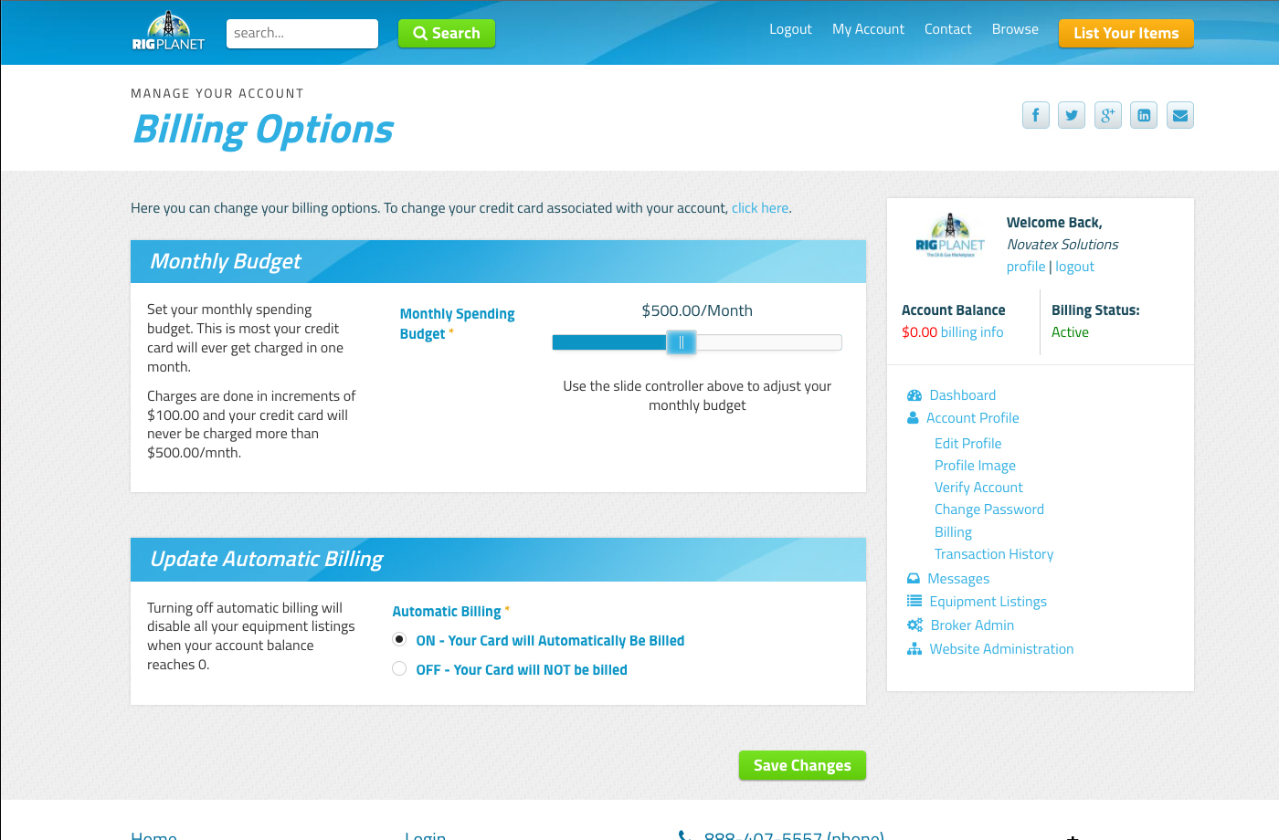 Rig Planet Billing