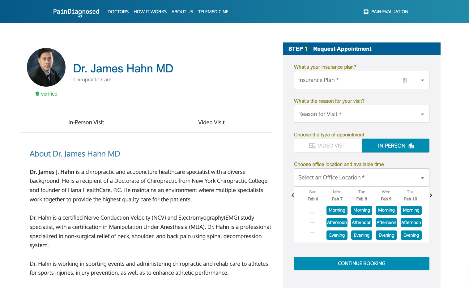 Pain Diagnosed Doctor Profile