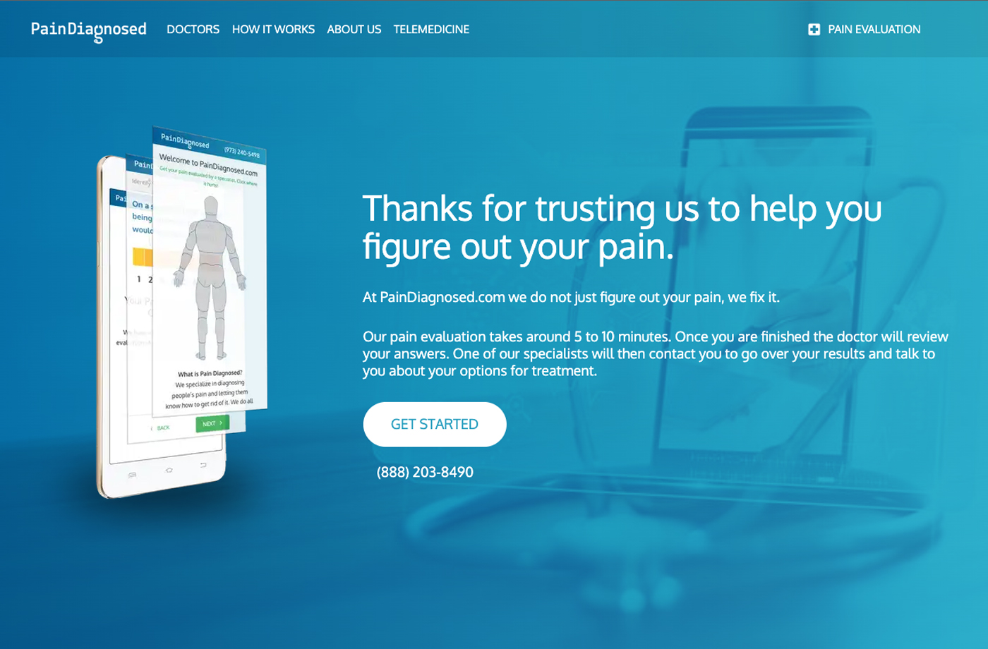 Pain Diagnosed Landing Page
